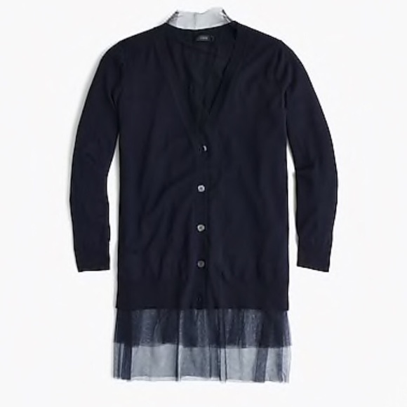 JCREW CARDIGAN w/TULLE TRIM SZ XSMALL - Picture 4 of 7